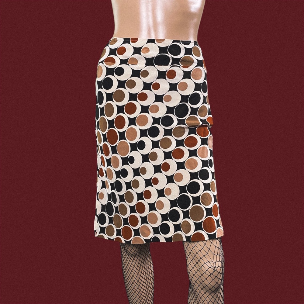 3/$25 Banana Republic silk cream and brown polka dot midi skirt